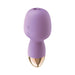 Purple silicone dual-ended massager with gold accent base, featuring a flicking tongue tip and control button.