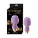 Purple Clit-Tastic Intense Dual Massager with gold base shown next to its black and gold packaging box.