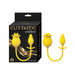 Yellow Clit-Tastic Tulip Finger Massager and Pleasure Plug with packaging, featuring dual connected silicone components and 10 vibration functions.