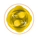 Top view of yellow silicone Clit-Tastic Tulip Finger Massager showing dual stimulation points with directional arrows.