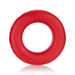 Red silicone cock ring with smooth texture and flexible design for comfortable wear and enhanced performance.