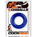 Blue premium liquid platinum silicone cock ring in branded Oxballs packaging with bold black and orange text.
