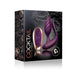 Cocktail Couples Toy in purple with remote control, shown on elegant black and rose gold packaging with floral design.