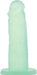Mint green silicone adult toy with strong suction base, 5.5 inches long, textured for enhanced pleasure.