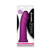 Purple dual density silicone dildo with suction base in retail packaging by nsnovelties.