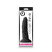 Black 5-inch thin dildo made of firm silicone with realistic texture, displayed in branded packaging.