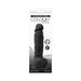 Black 5-inch vibrating dildo with realistic texture in white retail packaging by Colours Pleasures.