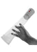 Hand holding a white Commander XL Electric Pump with clear chamber and control buttons on top.
