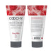 Front and back views of Coochy Berry Bliss Shave Cream tube with berry design and moisturizing formula details.