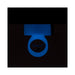 Glow-in-the-dark blue silicone cock ring with rechargeable bullet vibrator glowing in low light.