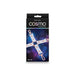 Cosmo Bondage Hogtie restraints in holographic vinyl with rose gold hardware displayed on black packaging.