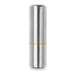 Sleek silver bullet vibrator with a gold band accent, made from polished stainless steel.