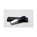 Crave Duet clitoral stimulator in purple and silver with black leather storage pouch on a gray background.