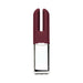Crave Duet clitoral stimulator in burgundy silicone with sleek silver base and dual prongs design.