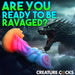Colorful fantasy-themed silicone dildo with textured ridges and suction base, set against a stormy sea and dragon background.