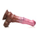 Brown and pink centaur-inspired silicone dildo with textured shaft and wide suction cup base.