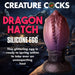 Dragon-themed silicone egg with textured ridges and glittery red to purple gradient, set against a rocky night background.