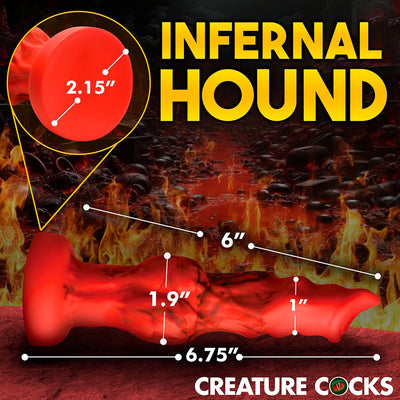 Red silicone fantasy dildo with textured bulges and tapered tip, measuring 6.75 inches with a wide suction cup base.