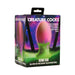 Packaging box of Creature Cocks Xeno Egg, a large glow-in-the-dark silicone egg with pink and green colors.