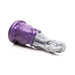 Purple and silver silicone dildo shaped like a Grim Reaper's hand with textured ridges and a suction cup base.