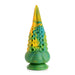 Green, yellow, and blue marbled silicone tentacle-shaped dildo with suction cup base and textured suction cups.
