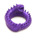 Purple silicone cock ring shaped like a spiked, toothy worm with a circular design for flexible wear.