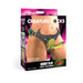 Packaging of Creature Cocks Horny Play strap-on harness featuring a creature-themed design with green and black accents.