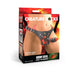 Packaging of Creature Cocks Horny Devil strap-on harness featuring black and red creature-themed design with adjustable straps and three O-rings.