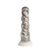 White and gray silicone dildo shaped as a tower of stacked skulls with a suction cup base.