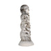 Tower of Doom silicone dildo featuring stacked white and gray skulls with textured grooves and a suction cup base.