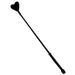 Black crop with a heart-shaped fluffy tip and braided leather handle, designed for versatile playful use.