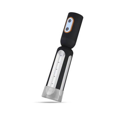 CRUIZR Penis Pump with clear measurement tube and black control handle featuring dual buttons for suction function.