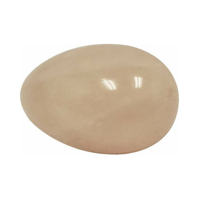 Smooth polished pink chalcedony crystal egg for pelvic floor exercise and wellness.