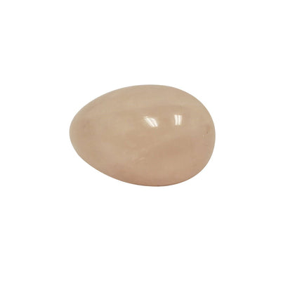Smooth polished pink chalcedony crystal egg for Kegel exercises and pelvic floor strengthening.