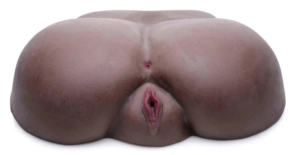Realistic dark-toned dual-texture masturbator with lifelike design and soft BioSkin TPE material.