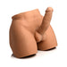 Realistic male torso masturbator with poseable dildo and testicles in skin tone, designed for vibrating and squeezing sensations.
