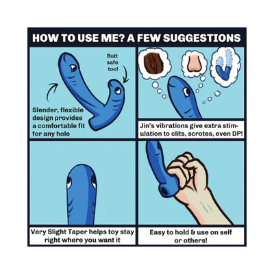 Illustrated guide showing a blue flexible toy with a tapered design, highlighting comfort, stimulation, and ease of use.
