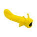 Bright yellow silicone vibrator with ergonomic fins and playful antennae design, featuring easy-to-use control buttons.