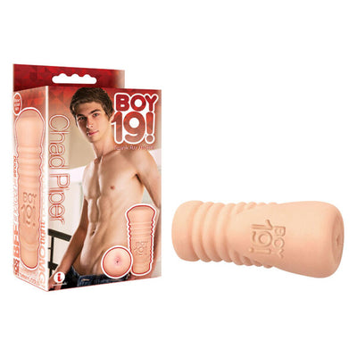 Boy 19! Teen Twink Stroker by Chad Piper with textured, ergonomic design and convenient handle in flesh tone.