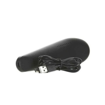 Black Palm Power Extreme rechargeable body massager with USB charging cable on white background.