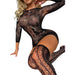 Black Pearl Bling Fishnet Long Sleeve Dress With Thigh Highs Black