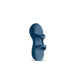 Blue silicone finger massager with dual loops for secure fit, designed for targeted stimulation and easy handling.