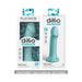 Dillio Platinum Big Hero 6-inch silicone dildo in teal with strong suction base shown in two packaging display options.