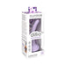 Dillio Platinum Curious Five 5-inch lavender silicone dildo in clear display box with purple diamond pattern accents.