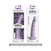 Dillio Platinum Slim Seven 7-inch lavender silicone dildo shown in and out of packaging with suction cup base.