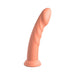 8-inch flesh-toned silicone dildo with curved tip and textured shaft, featuring a strong suction cup base.