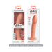 Dillio Platinum Super Eight 8-inch silicone dildo in peach with suction base shown in two packaging display options.