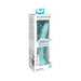 Dillio Platinum Wild Thing 7-inch silicone dildo in light blue with suction cup base in retail packaging.