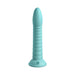Light blue silicone dildo with ribbed texture and suction cup base, 7 inches long from Dillio Platinum Wild Thing collection.