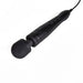Matte black Doxy Number 3 wand vibrator with rounded head and three control buttons on the handle against a white background.